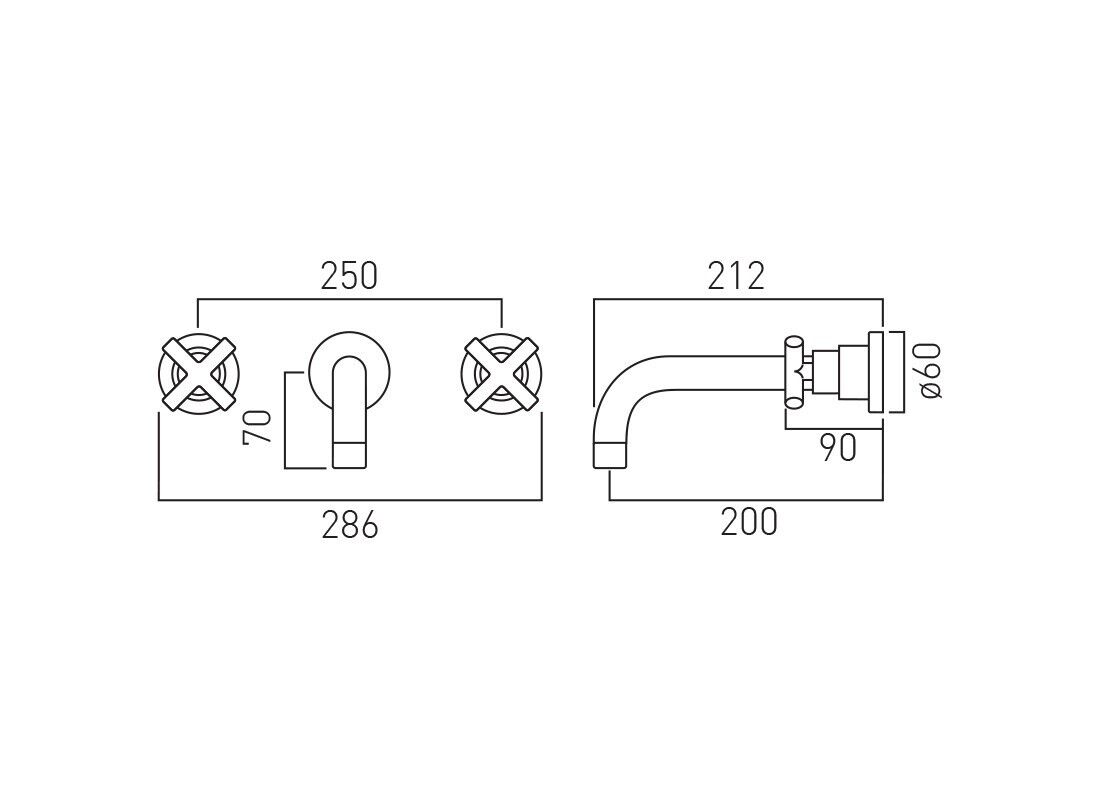 VADO INFINITA ELEMENTS 3 TAP HOLE WALL MOUNTED BASIN MIXER TAP CHROME £225 - RRP £450