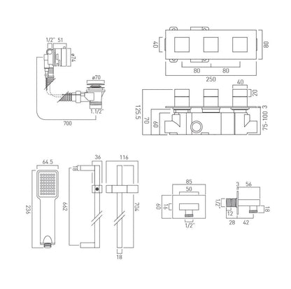 VADO TABLET NOTION CONCEALED CHROME THERMOSTATIC SHOWER/BATH VALVE KIT £795 - RRP £1410
